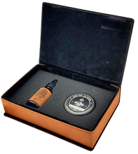 Load image into Gallery viewer, Scent Free All Natural - Beard Box Set - Beard Balm and Oil - Reusable leather box.