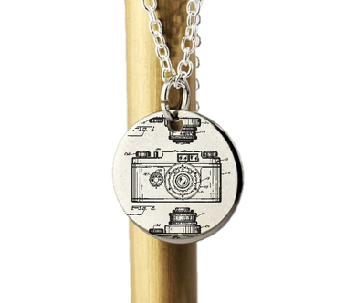 Film Camera Patent drawing - laser Engraved necklace - 925 Sterling Silver