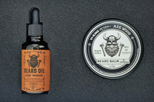 Load image into Gallery viewer, Axe wood Vi-King - Beard Box Set - Beard Balm and Oil - Reusable leather box.