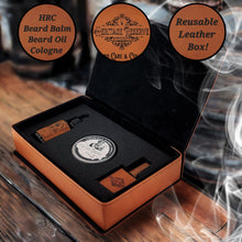 Load image into Gallery viewer, Heritage Reserve Collection - Beard Box and Cologne Set - Beard Balm and Oil - Reusable leather box.