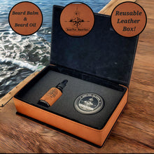 Load image into Gallery viewer, Scent Free All Natural - Beard Box Set - Beard Balm and Oil - Reusable leather box.