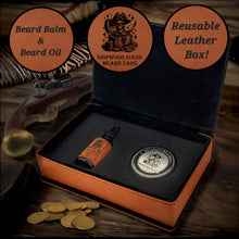 Load image into Gallery viewer, ShipWood Suede Pirate- Beard Box Set - Beard Balm and Oil - Reusable leather box.
