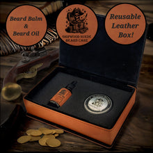 Load image into Gallery viewer, ShipWood Suede Pirate- Beard Box Set - Beard Balm and Oil - Reusable leather box.