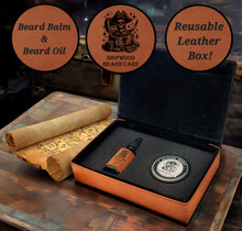 Load image into Gallery viewer, ShipWood Pirate - Beard Care Box Set - Beard Balm and Oil - Reusable leather box.