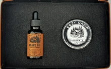 Load image into Gallery viewer, Cozy Cabin All Natural - Beard Box Set - Beard Balm and Oil - Reusable leather box.