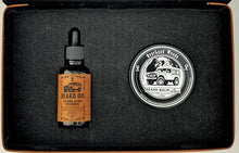 Load image into Gallery viewer, Overland Woods - All Natural - Beard Box Set - Beard Balm and Oil - Reusable leather box.