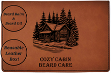 Load image into Gallery viewer, Cozy Cabin All Natural - Beard Box Set - Beard Balm and Oil - Reusable leather box.