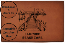 Load image into Gallery viewer, Lakeside - All Natural - Beard Box Set - Beard Balm and Oil - Reusable leather box.
