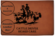 Charger l'image dans la galerie, Cattle Driver - All Natural - Beard Box Set - Beard Balm and Oil - Reusable leather box.
