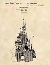 Load image into Gallery viewer, Disney Castle patent drawing - laser Engraved necklace - 925 Sterling Silver
