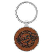 Load image into Gallery viewer, Metal Round Leather keychain with Gift box -  DESIGN YOUR OWN -Custom - Personalized