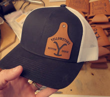 Load image into Gallery viewer, Leather Cattle ear Tag mesh Hat - DESIGN YOUR OWN -Custom - Personalized