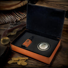 Load image into Gallery viewer, ShipWood Suede Pirate- Beard Box Set - Beard Balm and Oil - Reusable leather box.
