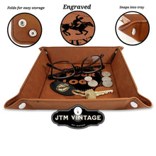 Load image into Gallery viewer, Compass - navigational instrument - 6&quot; x 6&quot;  leather office valet Tray

