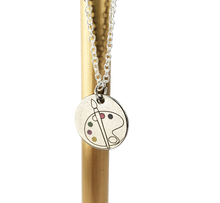 Load image into Gallery viewer, Artist's paint palette necklace - 925 Silver - Color Engraved