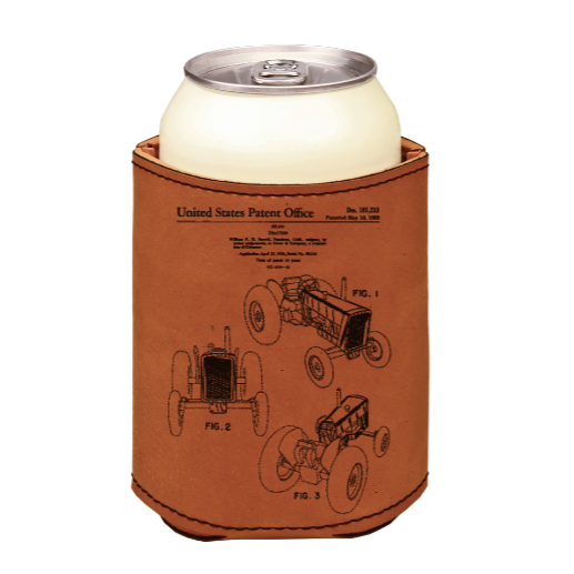 John Deere patent drawing - engraved leather beverage holder