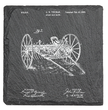 Load image into Gallery viewer, 1800s Hay Rake - Laser engraved fine Slate Coaster
