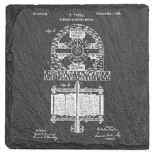 Load image into Gallery viewer, Nikola Tesla electromagnetic motor - Laser engraved fine Slate Coaster