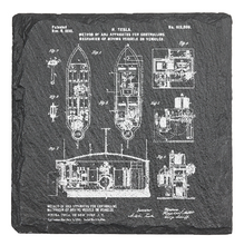Load image into Gallery viewer, Nikola Tesla RC Wireless radio controlled boat via telautomatics - Laser engraved fine Slate Coaster