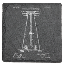 Load image into Gallery viewer, 1914 Tesla Apparatus for Transmitting Electrical Energy - Laser engraved fine Slate Coaster