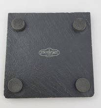 Load image into Gallery viewer, Pirate Collection 4-piece engraved fine Slate coaster set