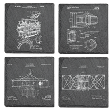 Load image into Gallery viewer, Aviation History - 4-piece engraved fine Slate coaster set