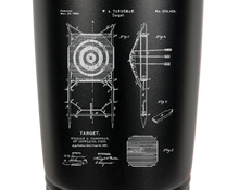 Load image into Gallery viewer, Archery Target patent drawing - engraved Tumbler - insulated stainless steel travel mug