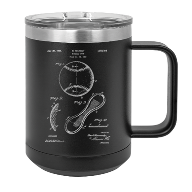 Baseball Patent drawing - MUG - engraved Insulated Stainless steel