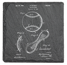 Load image into Gallery viewer, Baseball Patent drawing - Laser engraved fine Slate Coaster