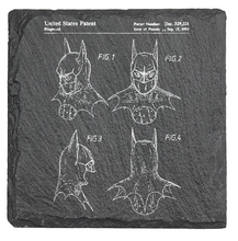 Cargar imagen en el visor de la galería, BATMAN Mask patent drawing - Laser engraved fine Slate Coaster