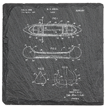 Load image into Gallery viewer, Canoe patent drawing - Laser engraved fine Slate Coaster
