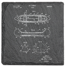 Load image into Gallery viewer, Canoe patent drawing - Laser engraved fine Slate Coaster