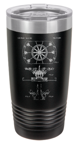Disney DUMBO Ride Patent drawing - engraved Tumbler - insulated stainless steel travel mug