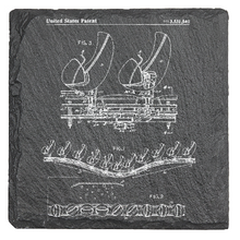 Load image into Gallery viewer, Disney haunted mansion ride car patent drawing - Laser engraved fine Slate Coaster
