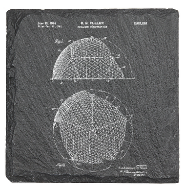 Disney World EPCOT Spaceship Earth patent drawing - Laser engraved fine Slate Coaster