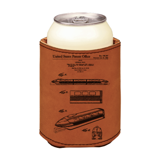 Disney Monorail Patent drawing - engraved leather beverage holder