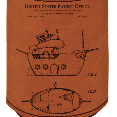 DONALD'S DUCK BOAT PATENT - engraved leather beverage holder