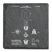 Load image into Gallery viewer, Edison Incandescent lamp Menlo Park NJ 1884 - Laser engraved fine Slate Coaster