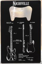 Load image into Gallery viewer, Fender Bass Guitar patent drawing - Bottle Opener - Metal