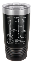 Load image into Gallery viewer, Fender Bass Guitar Patent drawing - engraved Tumbler - insulated stainless steel travel mug
