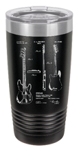 Load image into Gallery viewer, Fender Bass Guitar Patent drawing - engraved Tumbler - insulated stainless steel travel mug