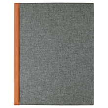Load image into Gallery viewer, Engraved Leather & Gray Canvas Portfolio with Notepad - DESIGN YOUR OWN - Custom - Personalized