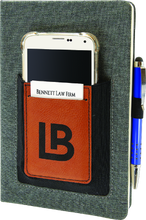 Load image into Gallery viewer, Custom Leather and Canvas Journal with Cell phone holder and Card Slot - DESIGN YOUR OWN - Personalized