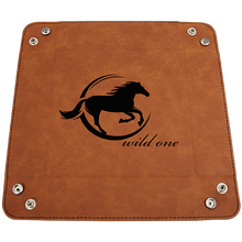 Load image into Gallery viewer, 6" x 6" leather office desk caddy - valet Tray - DESIGN YOUR OWN - Custom - Personalized