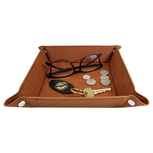 Load image into Gallery viewer, 6" x 6" leather office desk caddy - valet Tray - DESIGN YOUR OWN - Custom - Personalized
