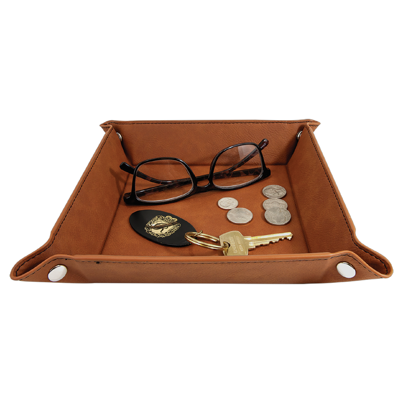 The Monticello Fine Leather Personalized Desk Dresser Valet Caddy