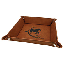 Load image into Gallery viewer, 6" x 6" leather office desk caddy - valet Tray - DESIGN YOUR OWN - Custom - Personalized