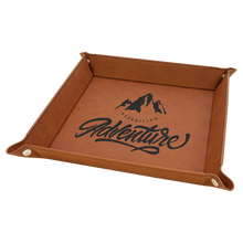 Load image into Gallery viewer, 9" x 9" leather office desk caddy - valet Tray - DESIGN YOUR OWN - Custom - Personalized