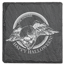 Charger l'image dans la galerie, Happy Halloween Flying Skull - Laser engraved fine Slate Coaster