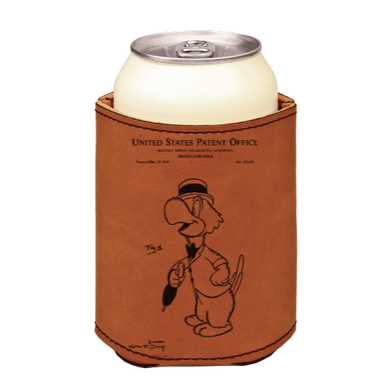 Jose Carioca parrot Patent drawing - engraved leather beverage holder